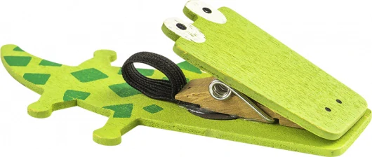 Krokodíl, drevený štipec s magnetom a pútkom na pero