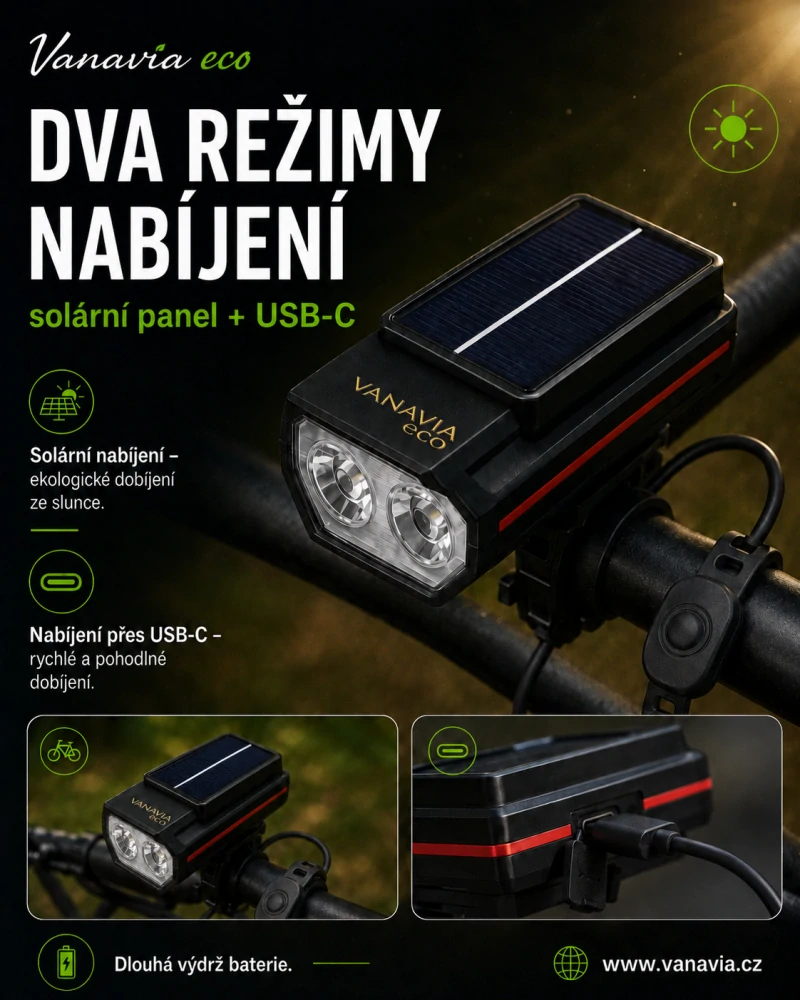 Solárne svetlo na bicykel VANAVIA ECO 