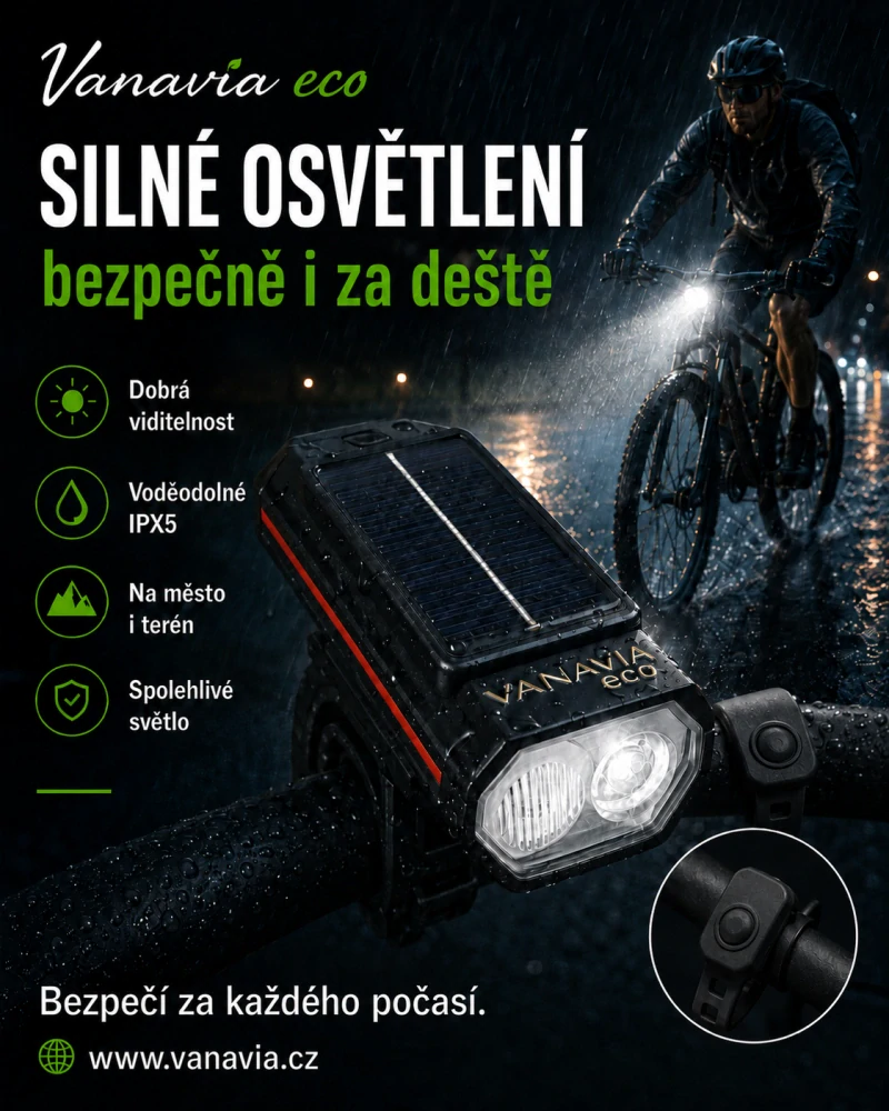Solárne svetlo na bicykel VANAVIA ECO 