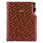 Diár DESIGN denný A5 2026 slovenský - hnedá - bodky, s perom