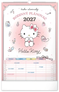 Nástenný kalendár Rodinný plánovací Hello Kitty CZ/SK 2027, 33 x 46 cm